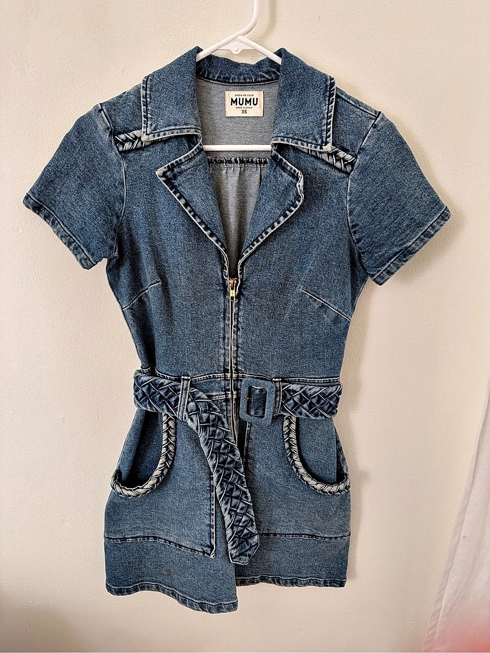 MUMU Denim Zip Mini Dress Size XS Like New